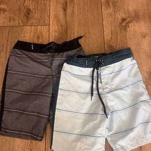 Hurley Kids Swim Trunks - Black and White Stripes